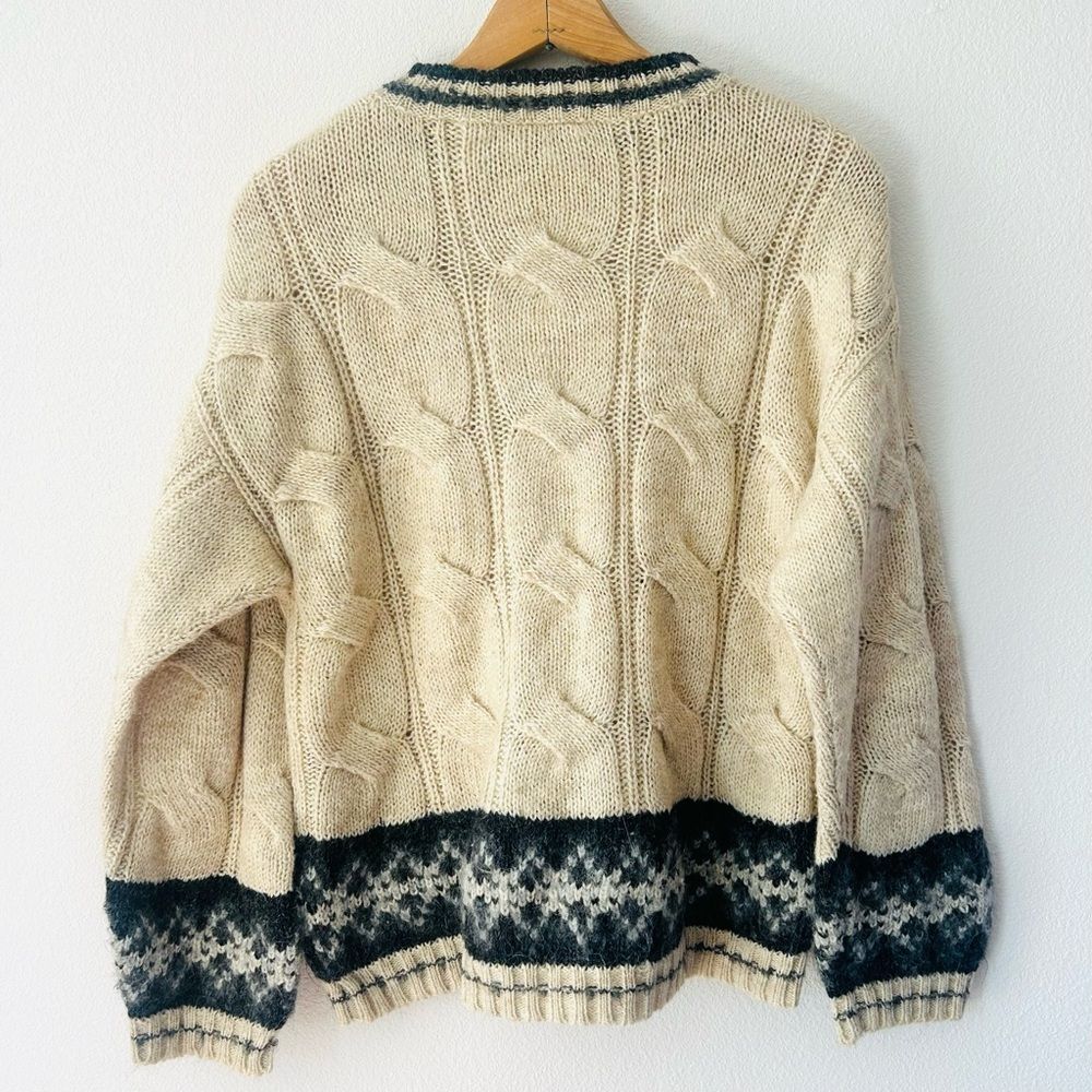 Ann Taylor LOFT Vintage 90s Scandi Cable Knit Wool Blend Sweater Heritage Size M - Picture 2 of 5